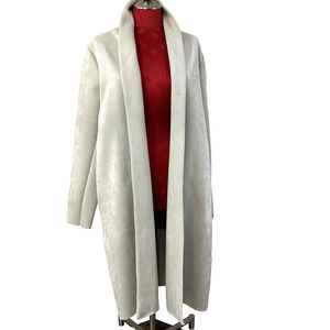 Zara Woman Size XL Basics Collection Ultra Suede Midi Jacket Creamy White Duster